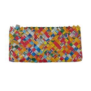 Handmade Recycled Woven Zip Purse Clutch Gum Candy Wrapper
